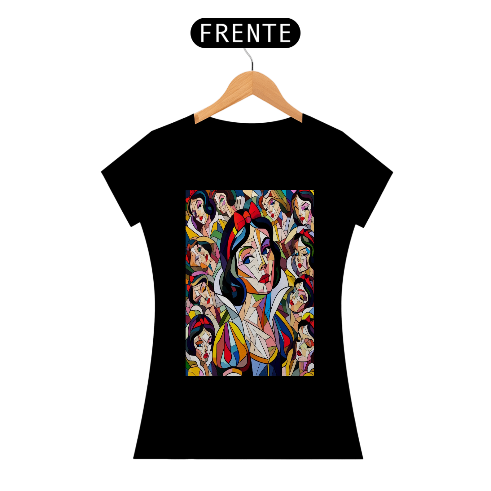 Camiseta Feminina Branca de Neve Cubismo