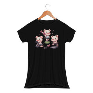 Nome do produto Camiseta Feminina Fit  Os Três Porquinhos