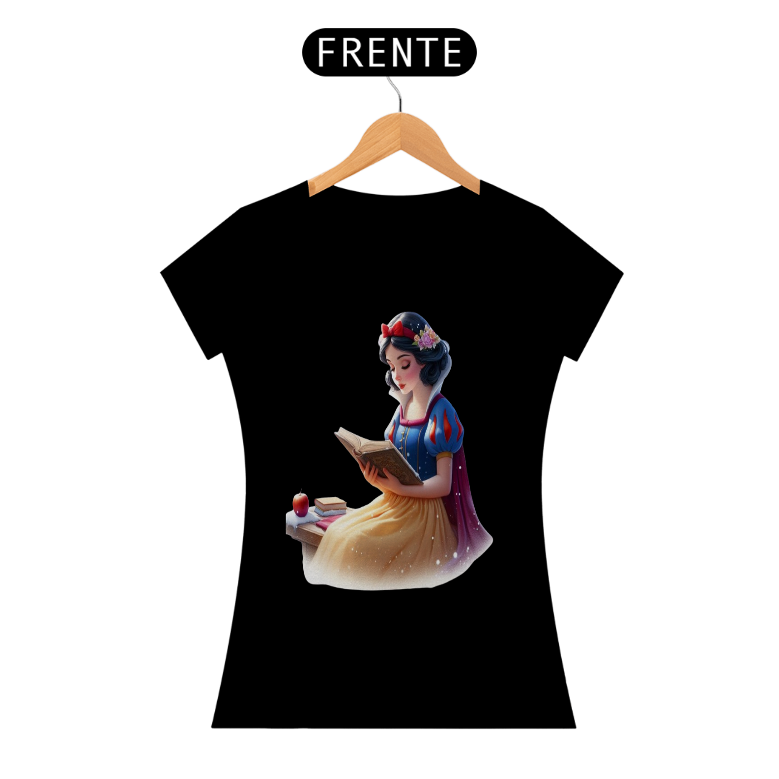 Camiseta Feminina Branca de Neve Leitora