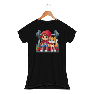 Nome do produto Camiseta Feminina Fit Chapeuzinho e Gato de Botas