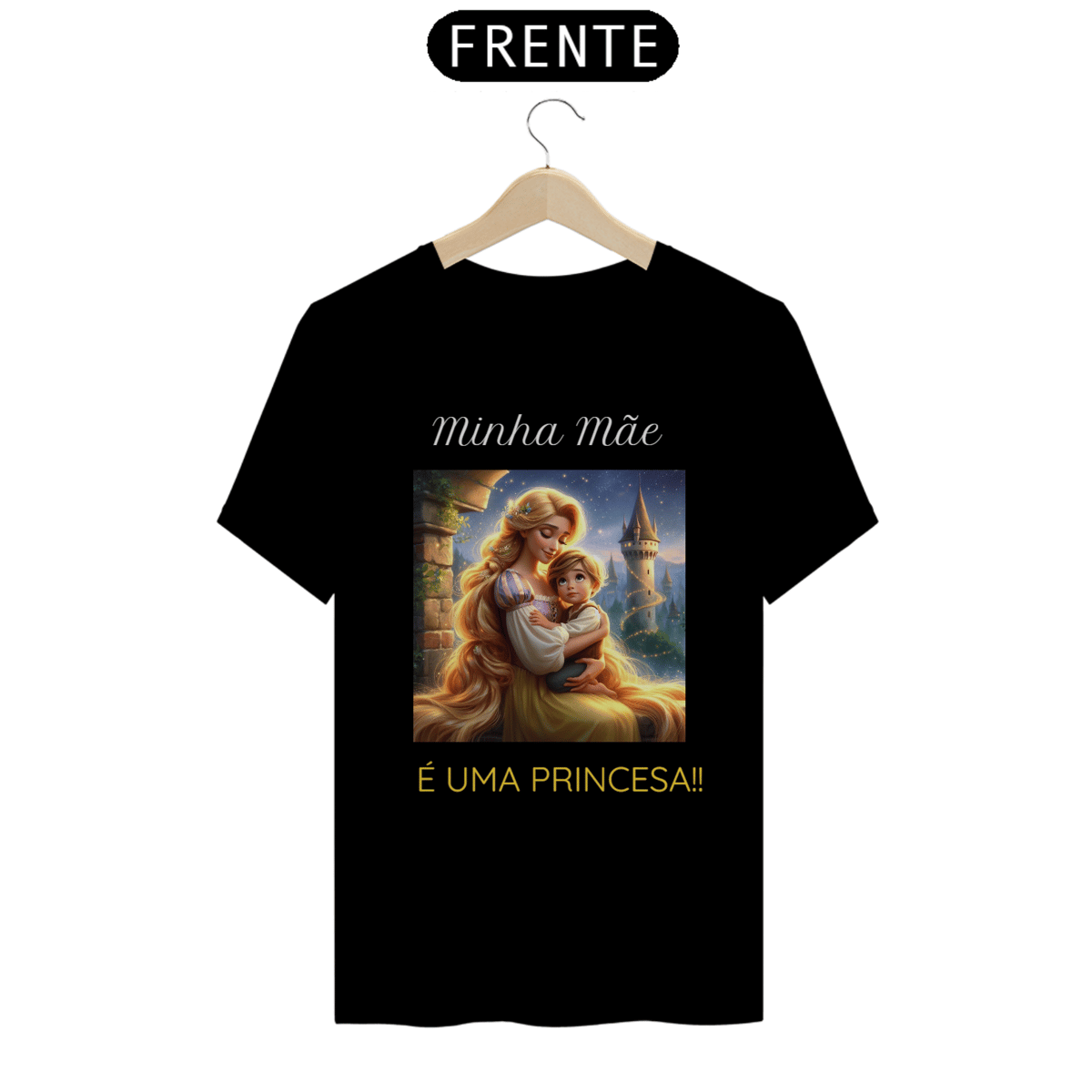Nome do produto: Camiseta Minha Mãe é uma Princesa Rapunzel Menino