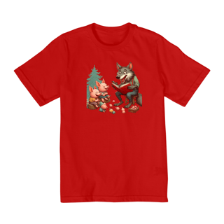 Nome do produto Camiseta Infantil Lobo Mau Conta História