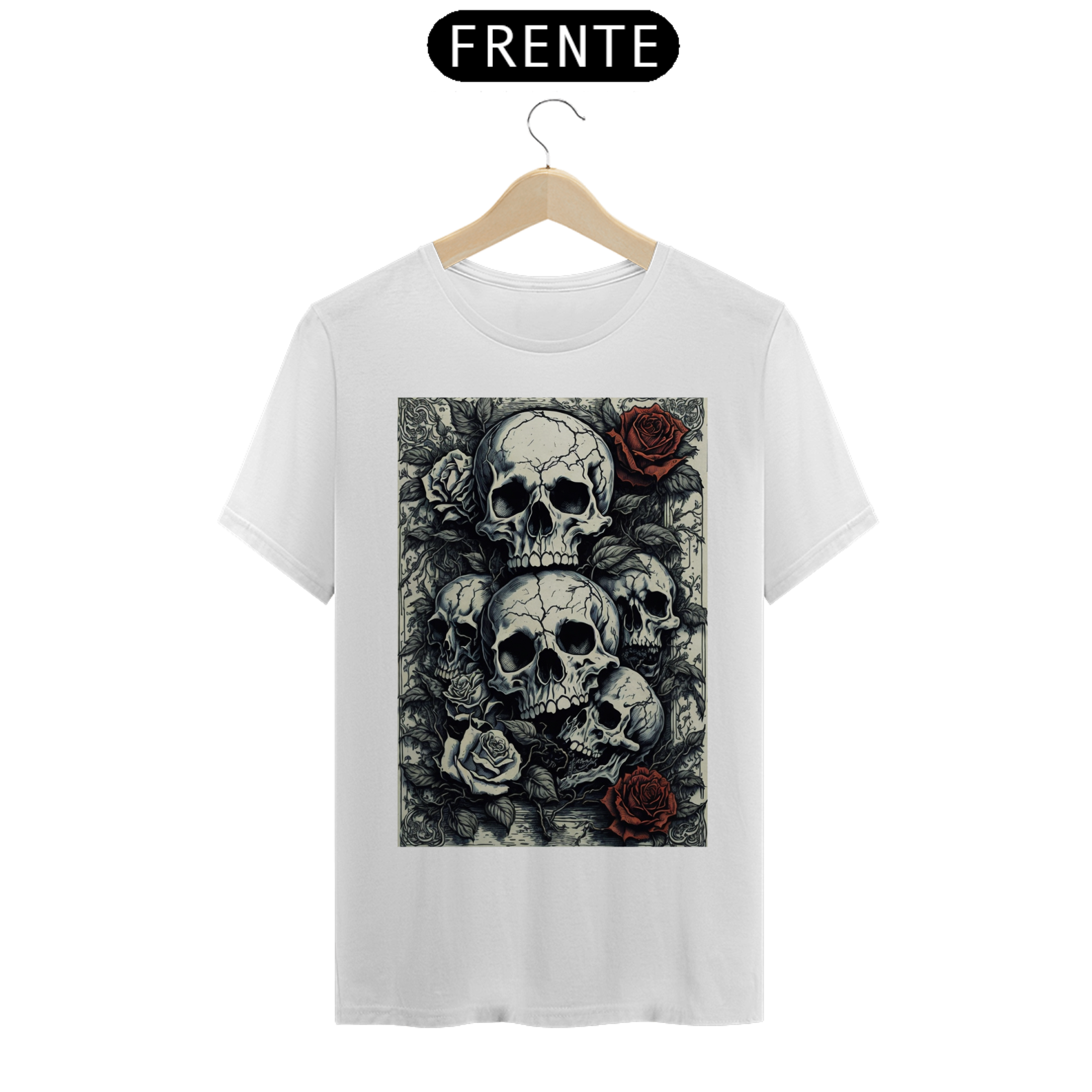 Camiseta - caveira e rosas