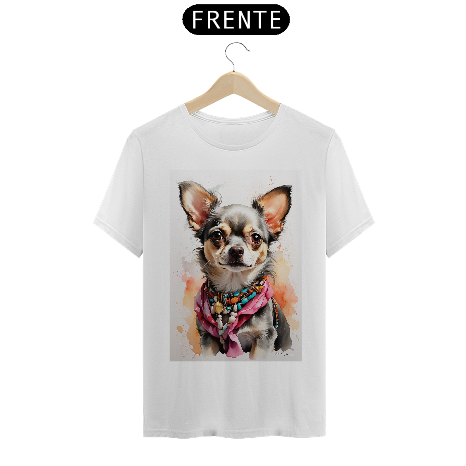 Camiseta - aquarela chihuahua