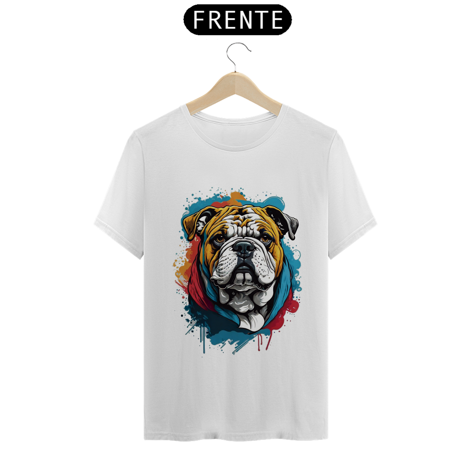 Camiseta - Bulldog aquarela