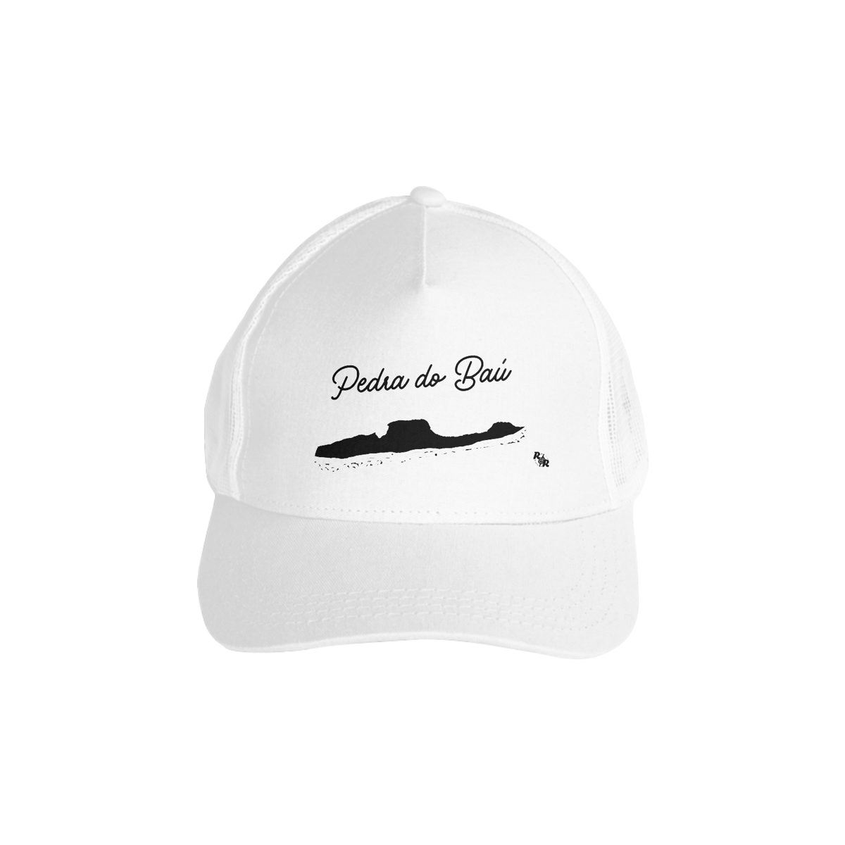 Nome do produto: Boné com tela PEDRA DO BAÚ (estampa preta)