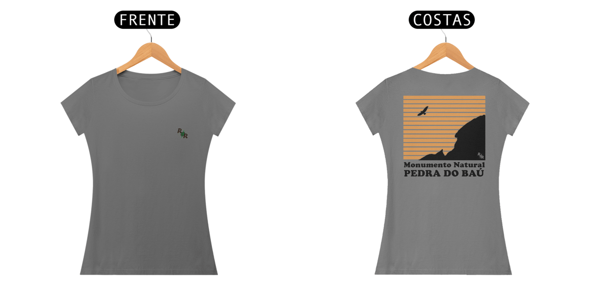 Nome do produto: Camiseta baby look algodão estonada PEDRA DO BAÚ MONA (LISTRAS)