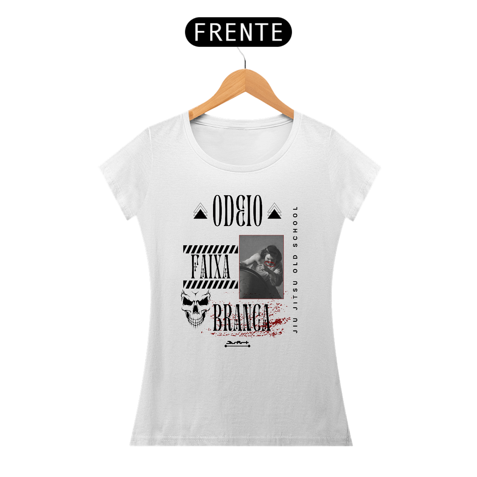 Camisa odeio faixa branca (Letra preta)