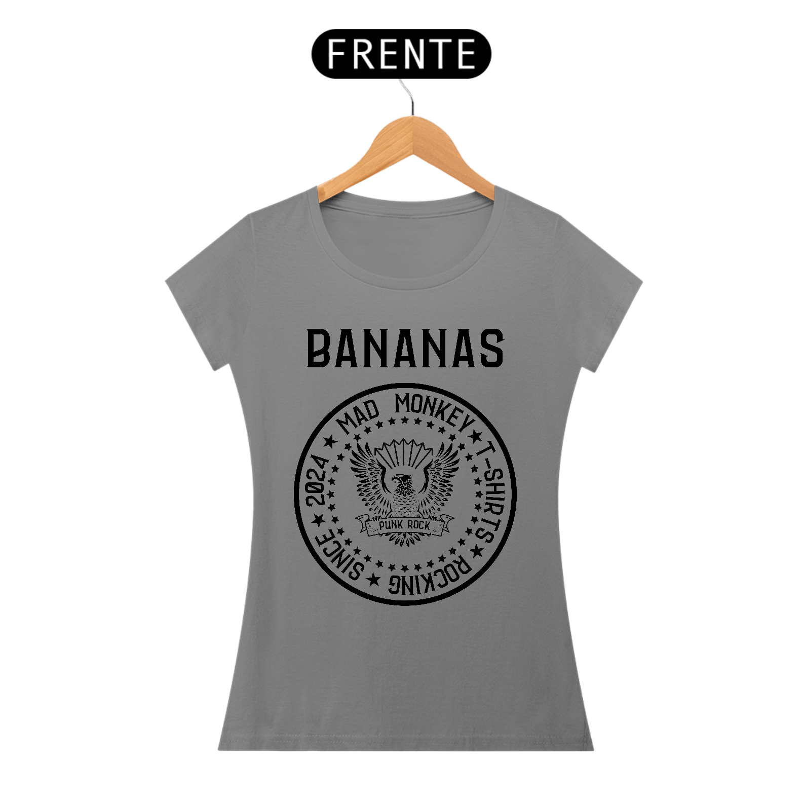 Baby Look Punk Bananas Estampa Preta