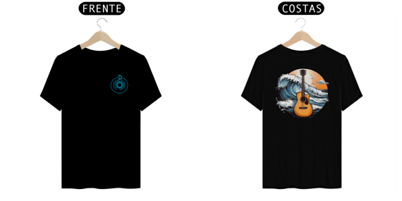 Camiseta MELODIA DAS ONDAS - imp.: frente/costas.