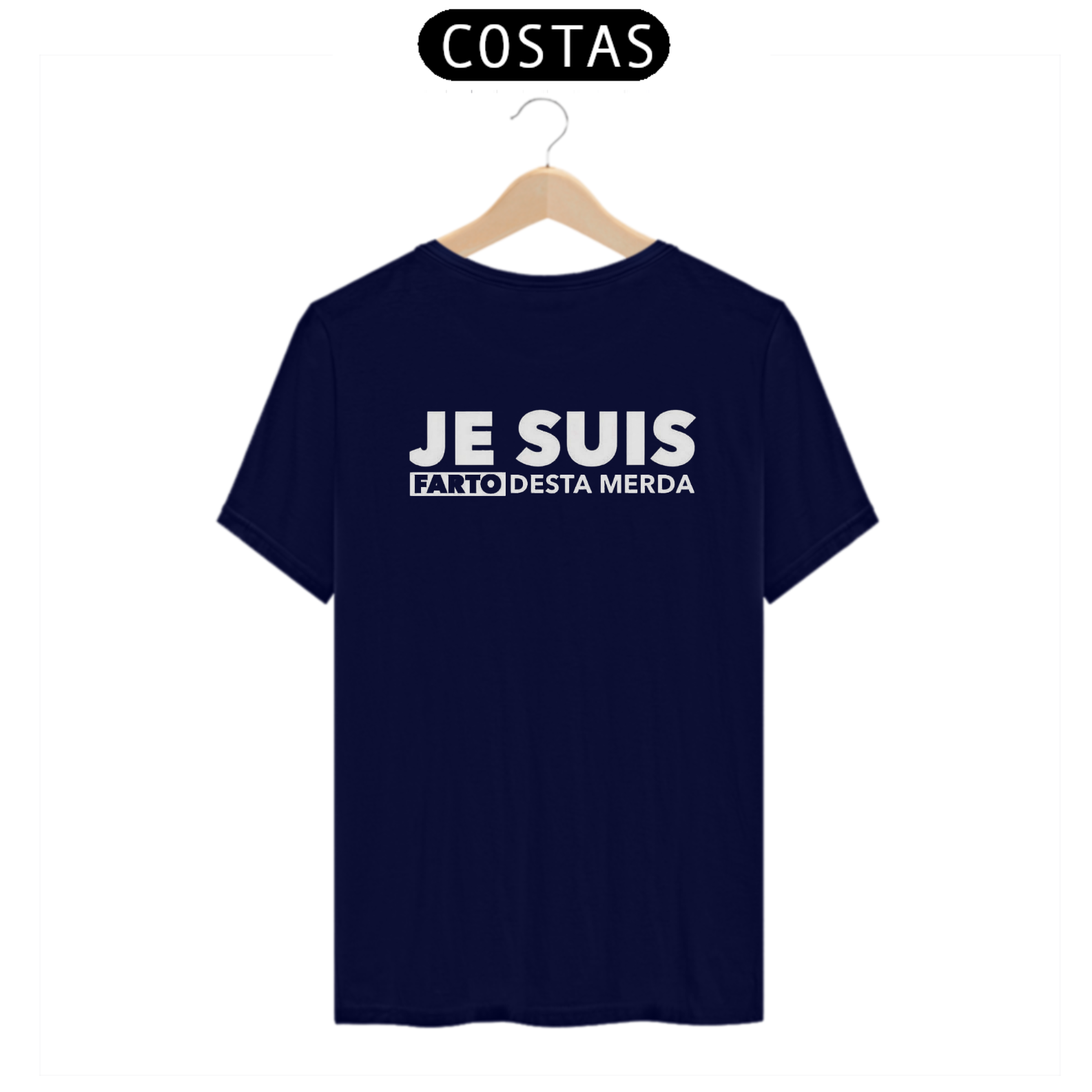 CAMISETA MASCULINA COM ESTAMPA NAS COSTAS - JE SUIS FARTO