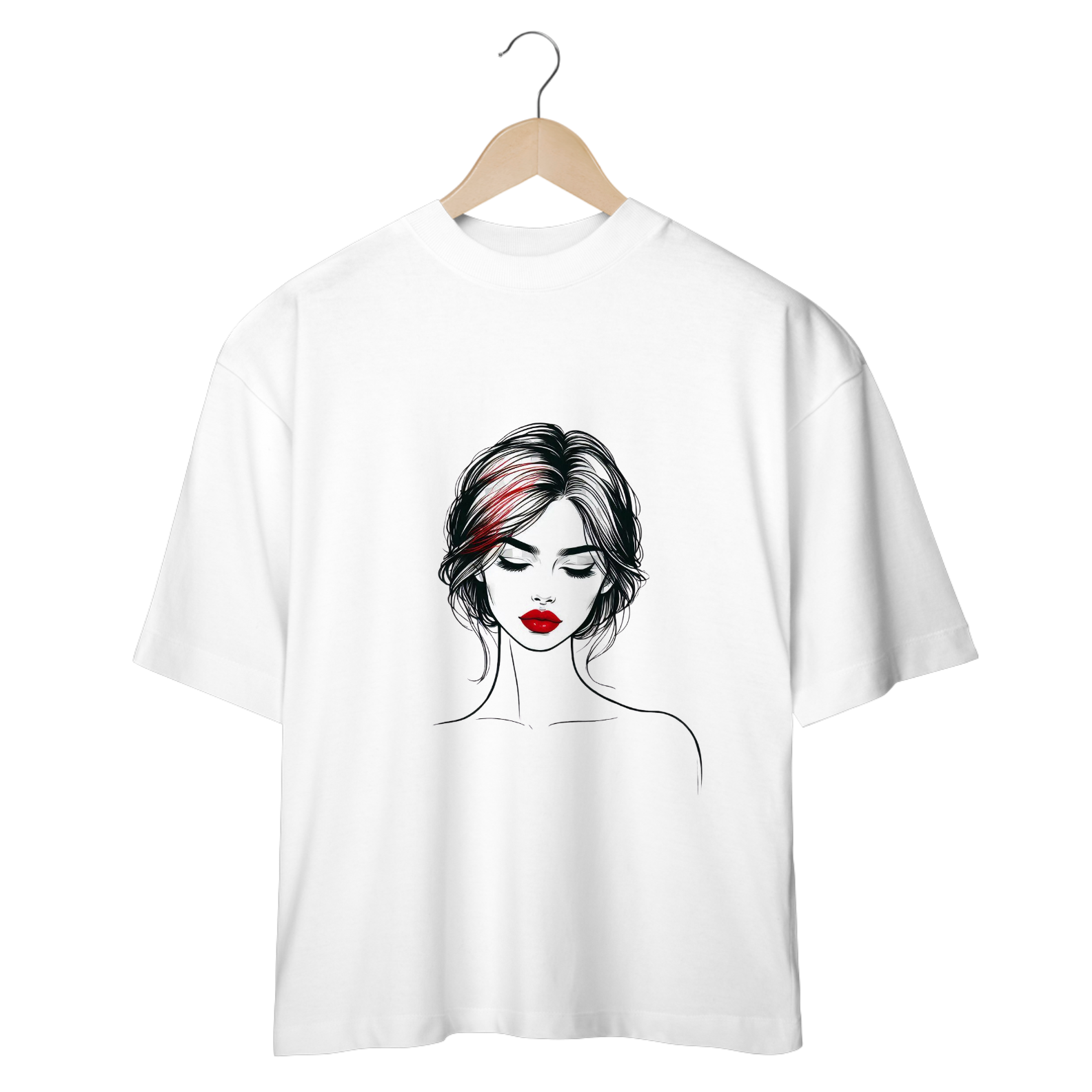 CAMISETA - T SHIRT OVERSIZED - MULHER BATOM VERMELHO