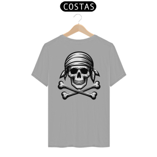 Nome do produto CAMISETA MASCULINA ESTAMPA CAVEIRA PIRATA COM BANDANA