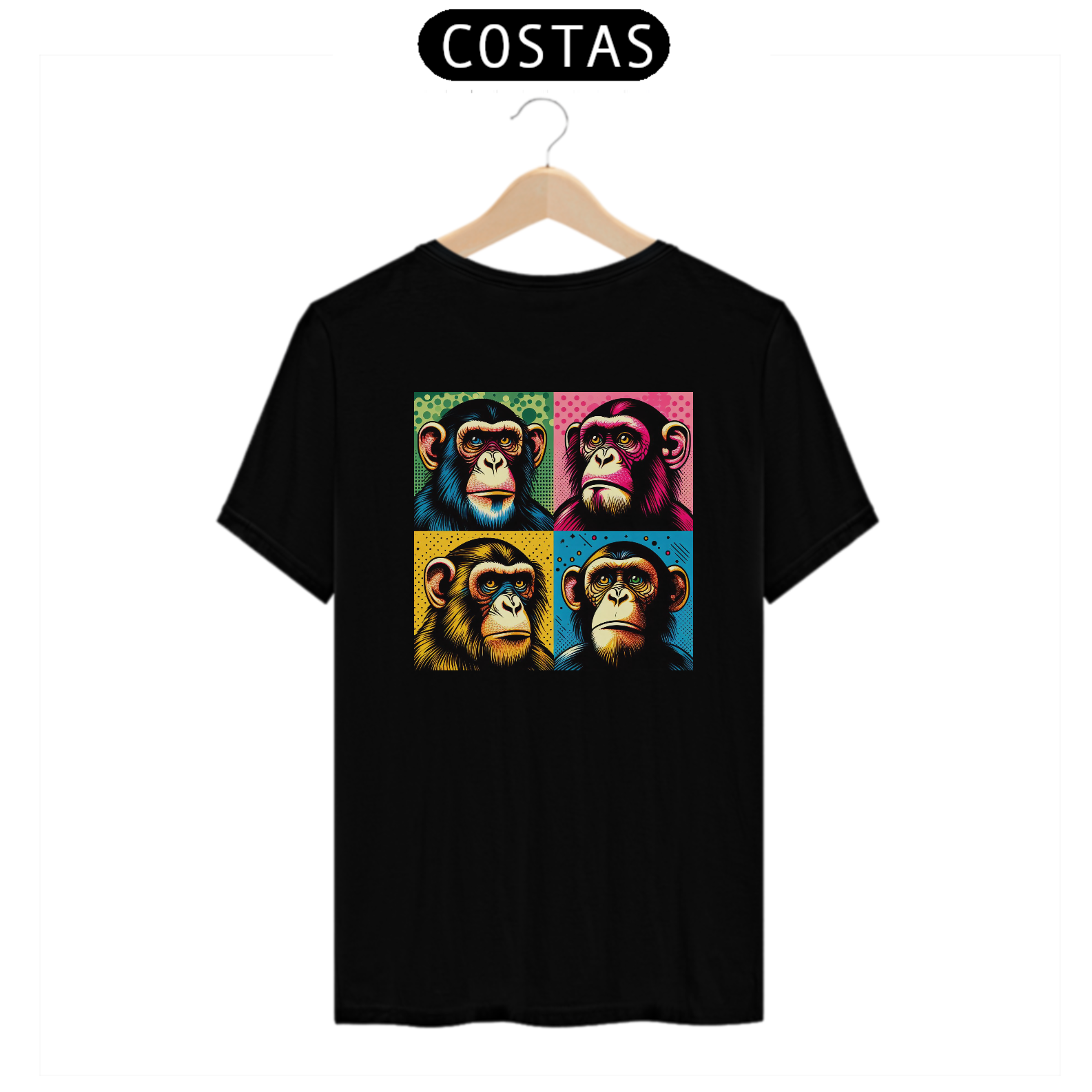 CAMISETA MASCULINA COM ESTAMPA NAS COSTAS - MACACOS