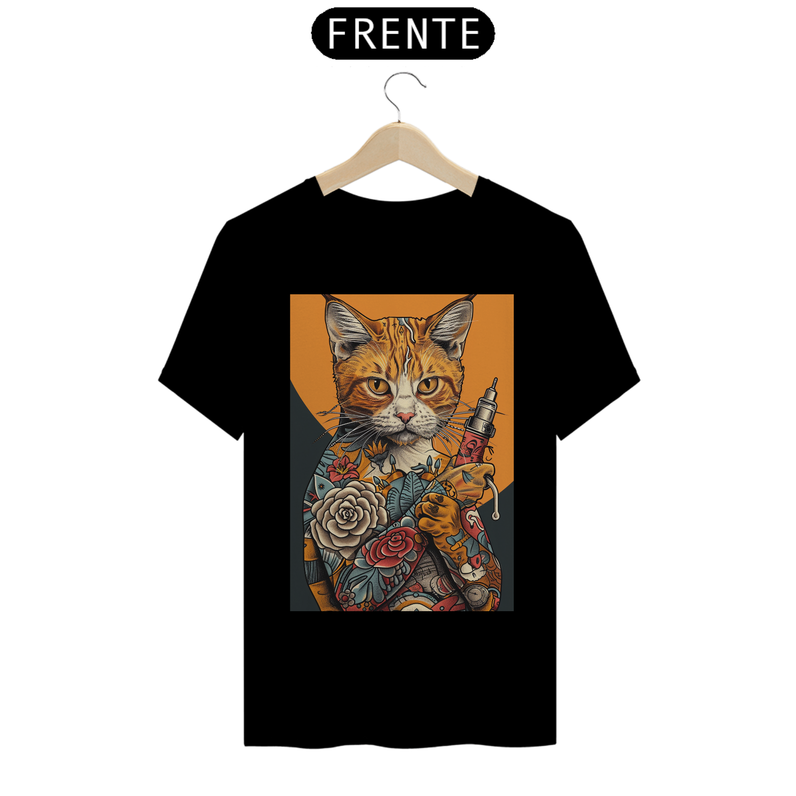 Camiseta de Gato - Gato Tatuador