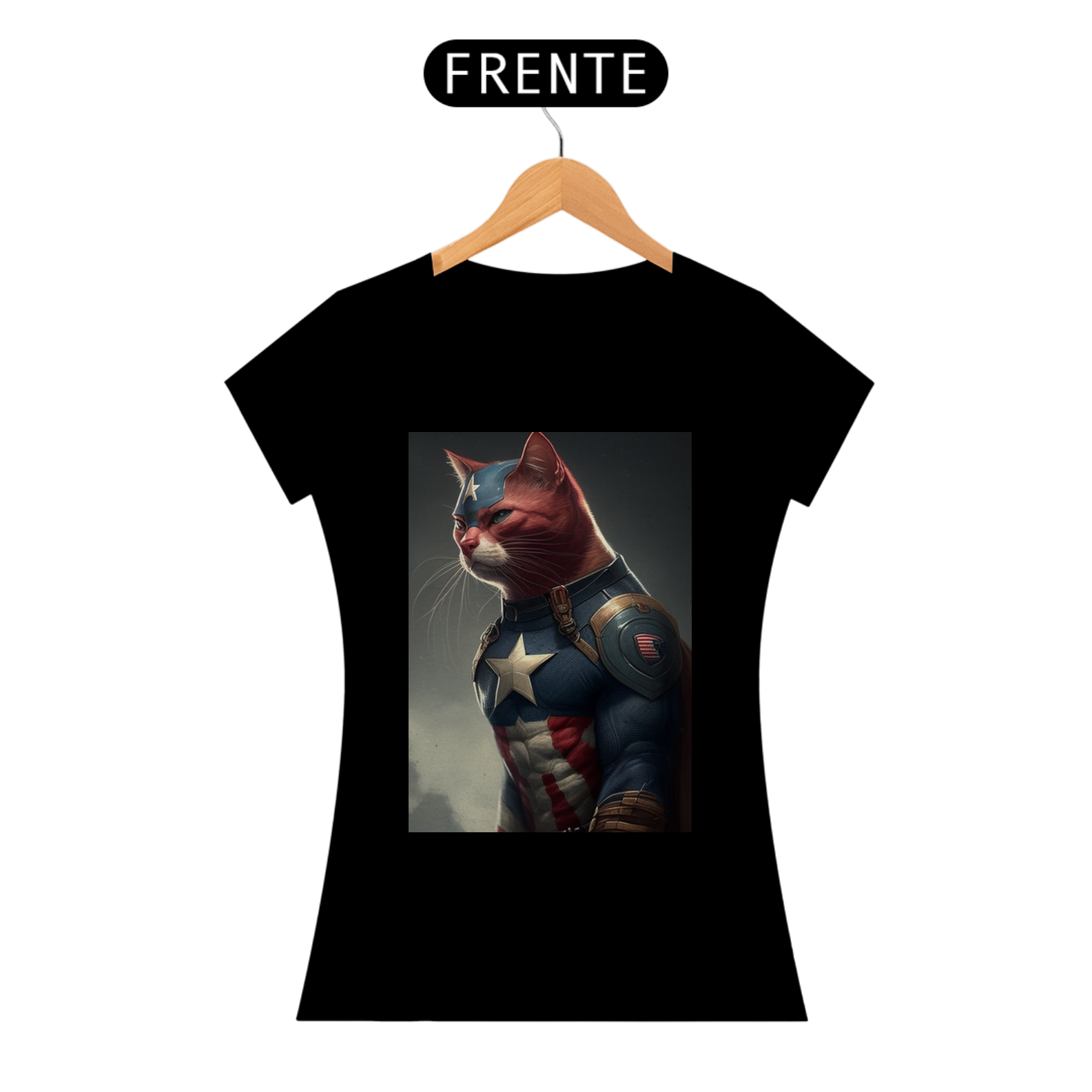 Camiseta de Gato - Capitão AmeriCat