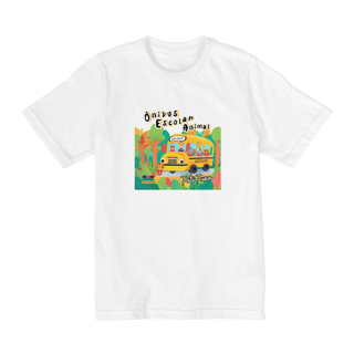 Nome do produto Camiseta infantil - de 2 a 8 anos - Ônibus escolar animal
