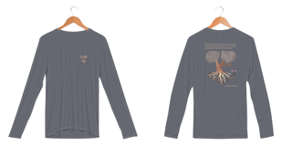 Nome do produto Camisa Manga Longa Dry UV - frente e costas - Árvore do amor (Lama e Lótus)