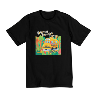Nome do produto Camiseta infantil - de 10 a 14 anos - Ônibus escolar animal