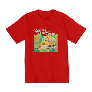 Nome do produto Camiseta infantil - de 10 a 14 anos - Ônibus escolar animal
