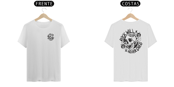 T-SHIRT ROCK WILL X NEVER DIES PEITO E COSTAS