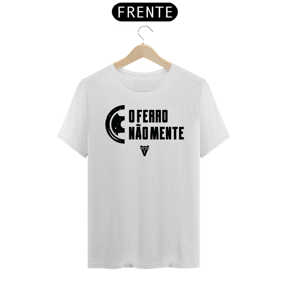 Nome do produto: CAMISETA O FERRO NÃO MENTE - BRANCA