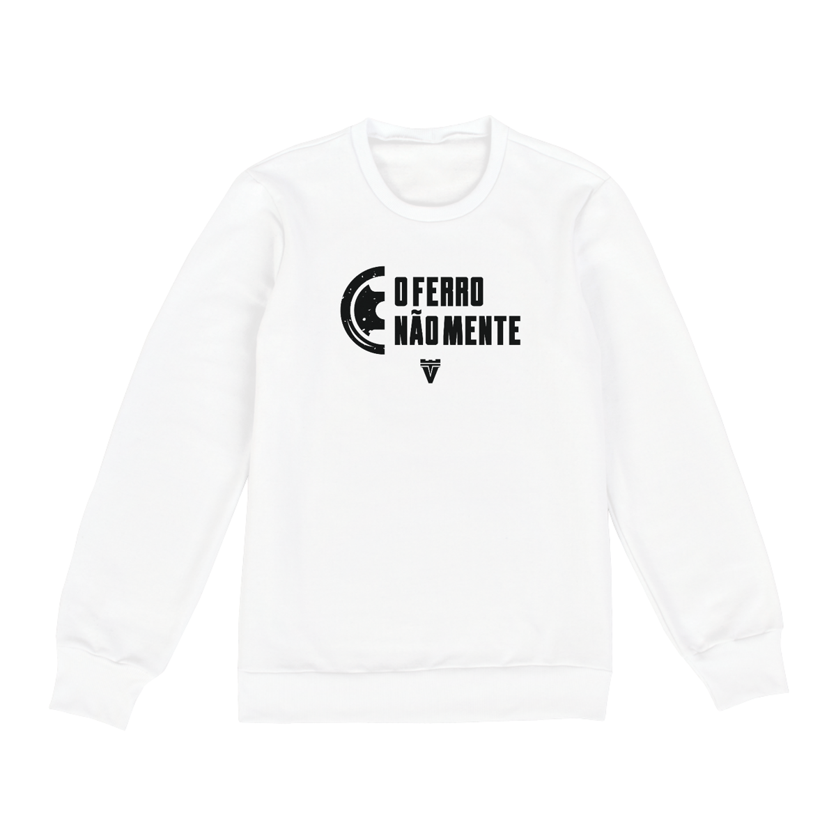 Nome do produto: MOLETOM SEM CAPUZ O FERRO NÃO MENTE - BRANCO