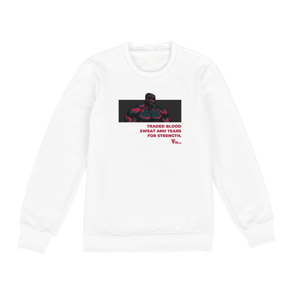 MOLETOM SEM CAPUZ FOR STRENGTH - BRANCO