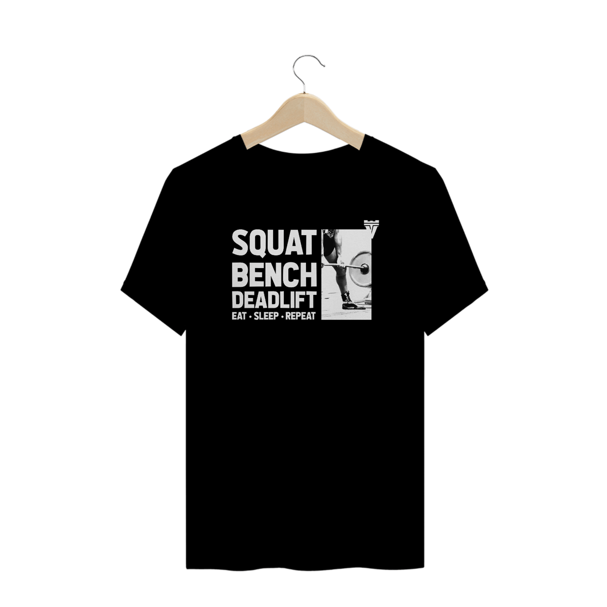 Nome do produto: CAMISETA PLUS SIZE SBD: Eat - Sleep - Repeat - PRETA