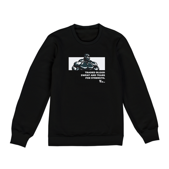 MOLETOM SEM CAPUZ FOR STRENGTH - PRETO