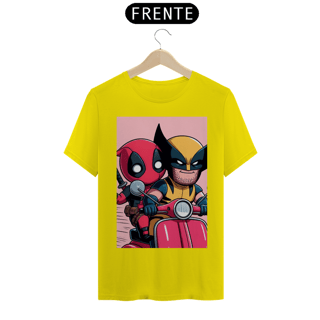 Nome do produto Camiseta Deadpool e Wolverine andando de lambreta