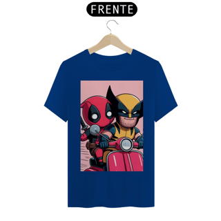 Nome do produto Camiseta Deadpool e Wolverine andando de lambreta