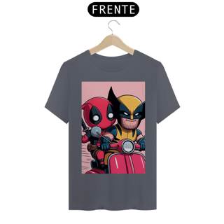 Nome do produto Camiseta Deadpool e Wolverine andando de lambreta
