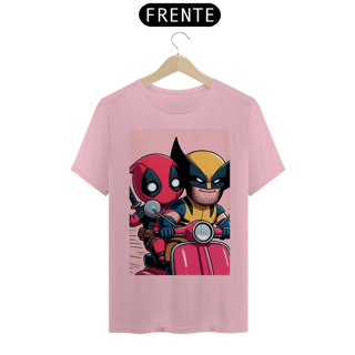 Nome do produto Camiseta Deadpool e Wolverine andando de lambreta