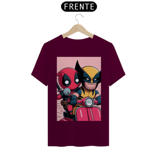 Nome do produto Camiseta Deadpool e Wolverine andando de lambreta