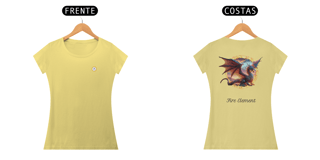 CAMISETA FEM BABY LONG ESTONADA - DRAGÃO - COLEÇÃO ARQUÉTIPOS