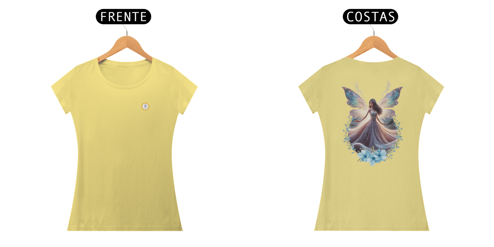 CAMISETA FEM BABY LONG ESTONADA - FADINHA - COLEÇÃO ELEMENTAIS