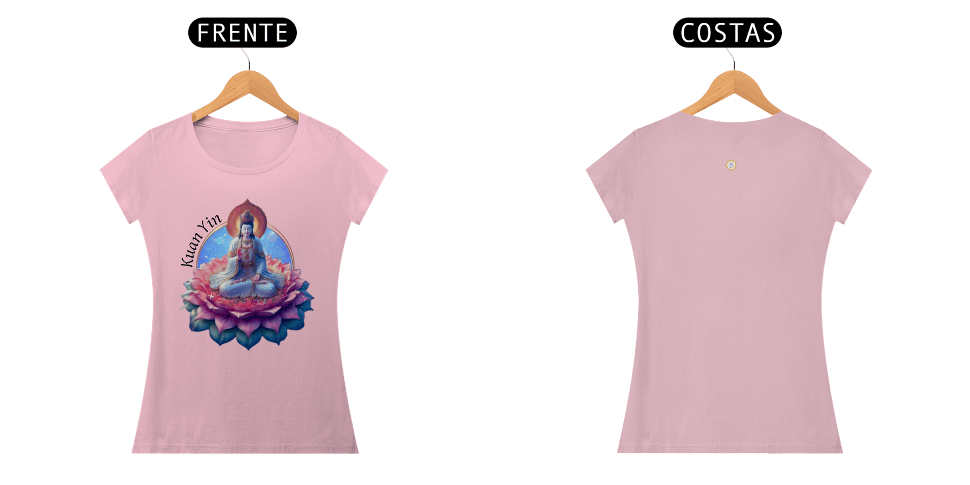 CAMISETA FEM BABY LONG PIMA - KUAN YIN - COLEÇÃO 7 RAIOS