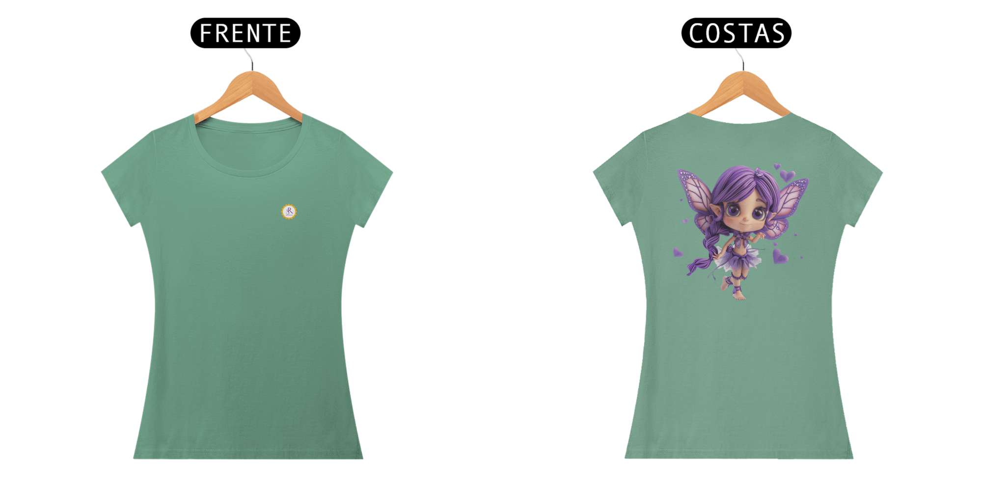 CAMISETA FEM BABY LONG ESTONADA  - FADINHA - COLEÇÃO ELEMENTAIS