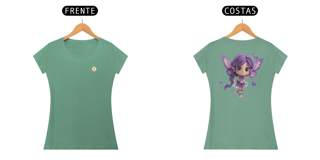 CAMISETA FEM BABY LONG ESTONADA  - FADINHA - COLEÇÃO ELEMENTAIS