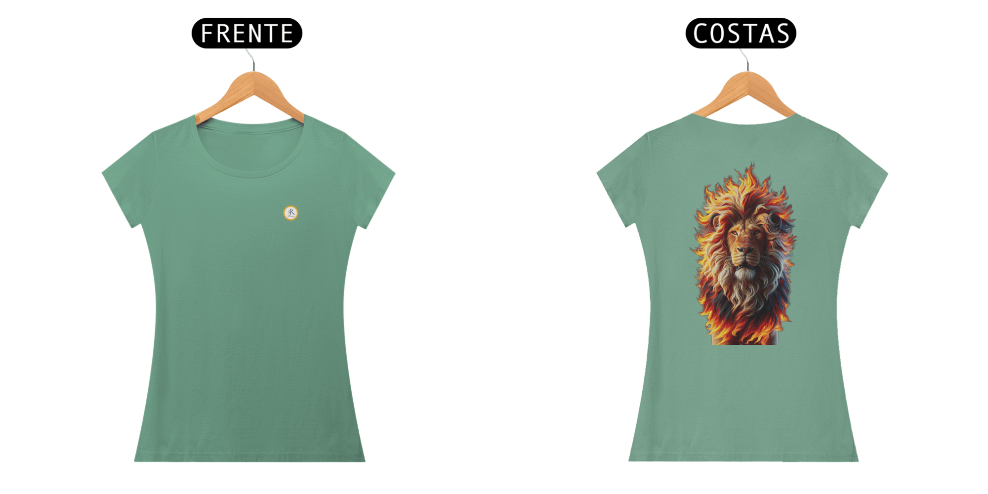 CAMISETA FEM BABY LONG ESTONADA - LEÃO - COLEÇÃO ARQUÉTIPOS