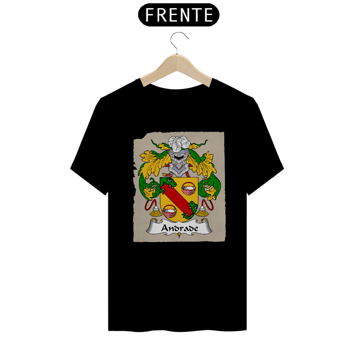 Nome do produto: Camiseta Familia Andrade Brasão de Armas Sobrenomes