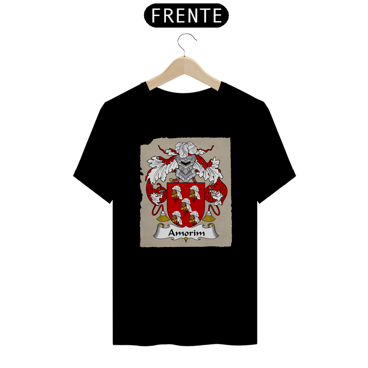 Nome do produto: Camiseta Brasão Família Amorim Heráldica  Sobrenomes Símbolo