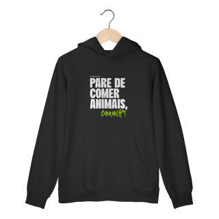 Nome do produto Moletom Pare de comer animais estampa frontal [Apoio ao Vegetarirango]