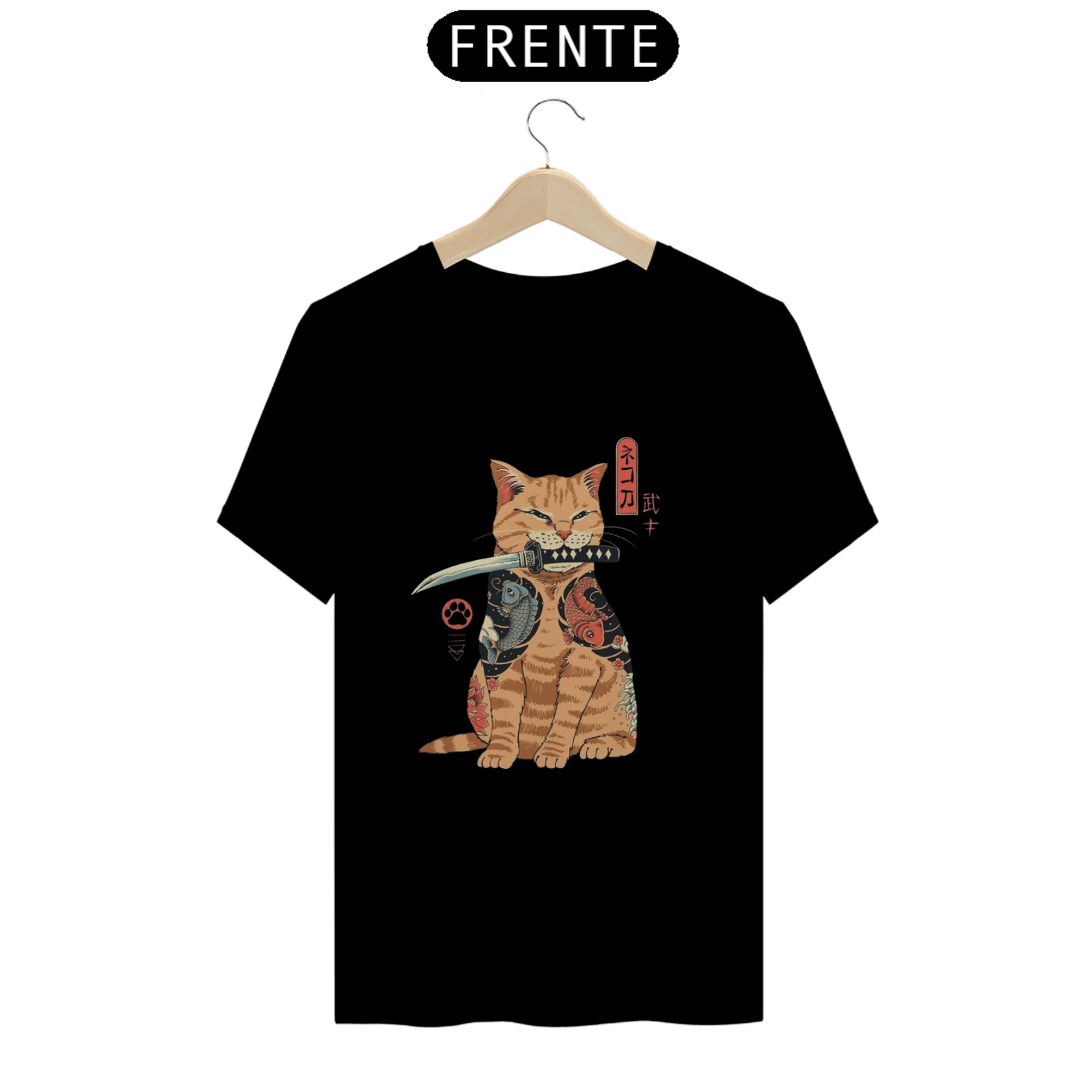 Camiseta masculina preta gato