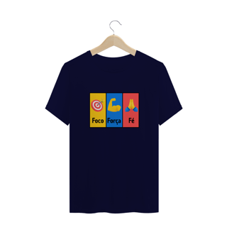 Nome do produto T-Shirt Plus Size FOCO, FORÇA E FÉ