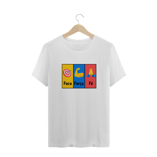 Nome do produto T-Shirt Plus Size FOCO, FORÇA E FÉ