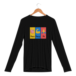 Nome do produto Camisa Manga Longa Sport Dry Uv FOCO, FORÇA E FÉ