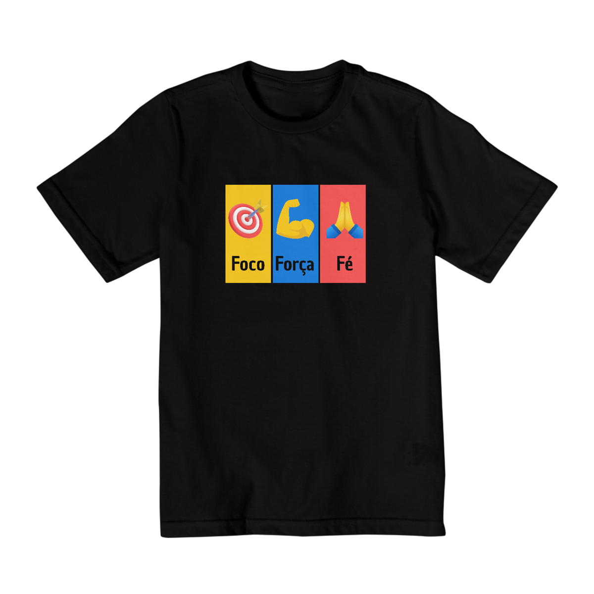 Nome do produto: CAMISETA INFANTIL TAMANO 10 A 14 FOCO, FORÇA E FÉ