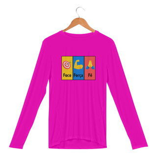 Nome do produto Camisa Manga Longa Sport Dry Uv FOCO, FORÇA E FÉ